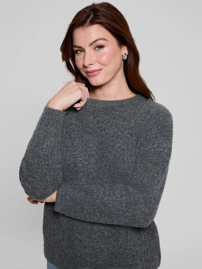 GUESS Sweaters and Knits Sylvie AlpacaBlend Pointelle Sweater Grey 8211 Women