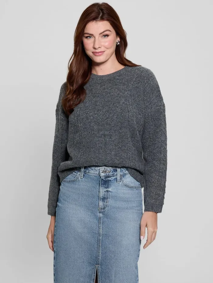 GUESS Sweaters and Knits Sylvie AlpacaBlend Pointelle Sweater Grey 8211 Women