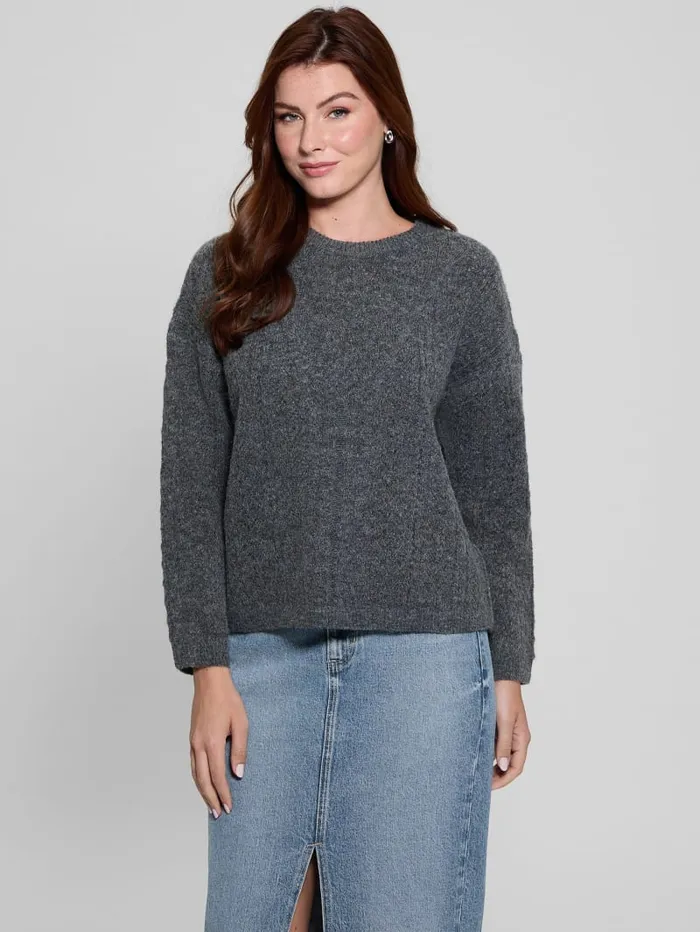 GUESS Sweaters and Knits Sylvie AlpacaBlend Pointelle Sweater Grey 8211 Women