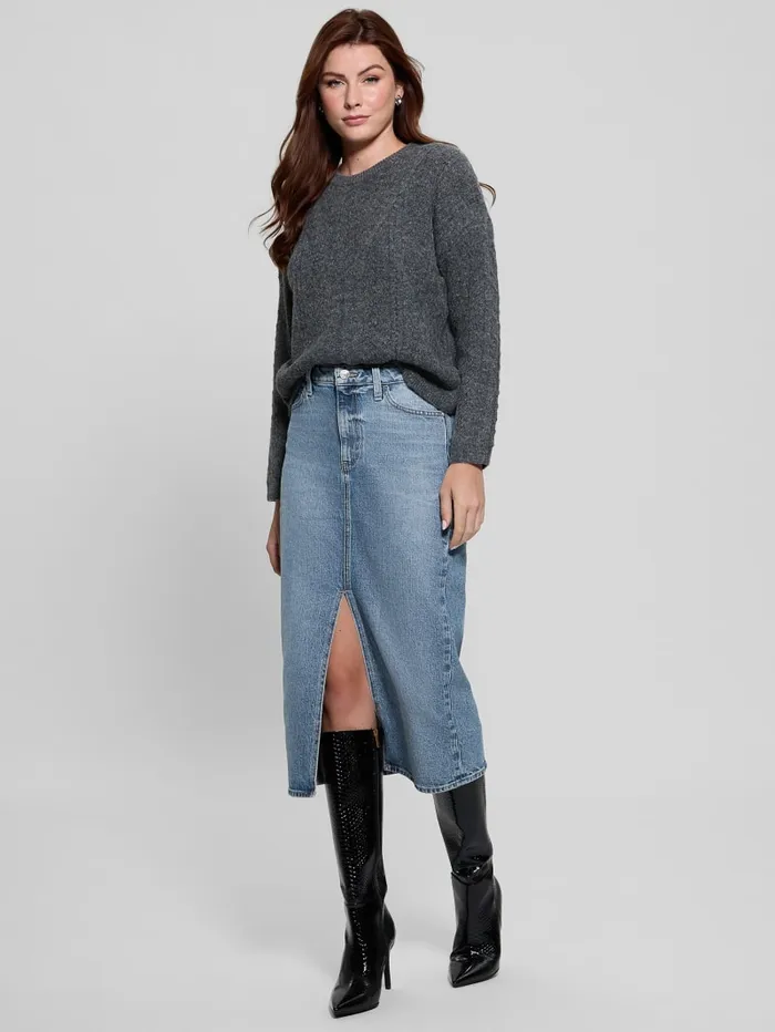 GUESS Sweaters and Knits Sylvie AlpacaBlend Pointelle Sweater Grey 8211 Women