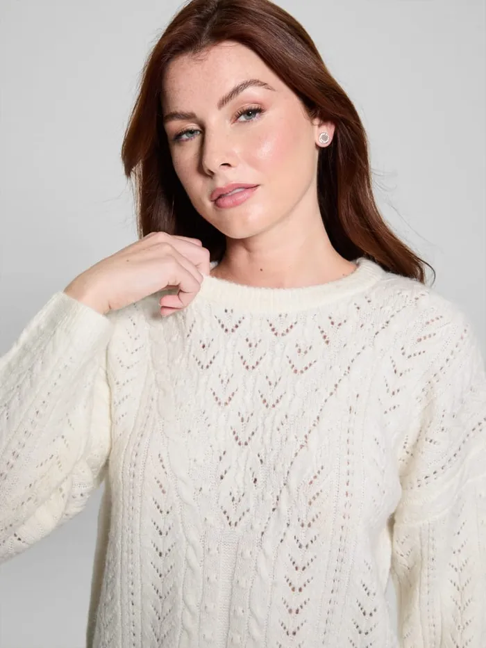 GUESS Sweaters and Knits Sylvie AlpacaBlend Pointelle Sweater Grey 8211 Women