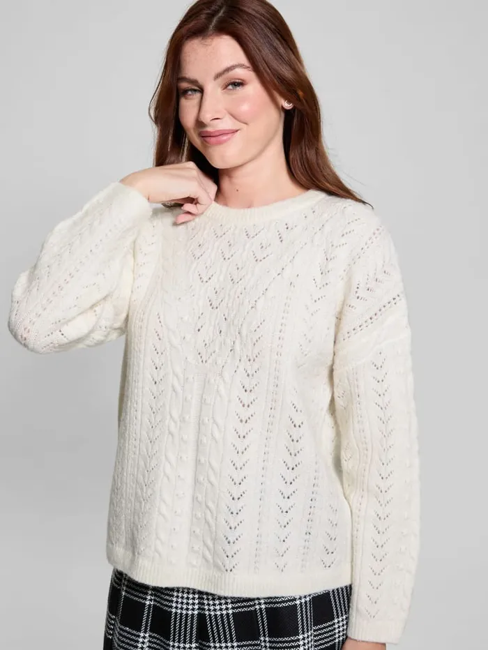 GUESS Sweaters and Knits Sylvie AlpacaBlend Pointelle Sweater Grey 8211 Women