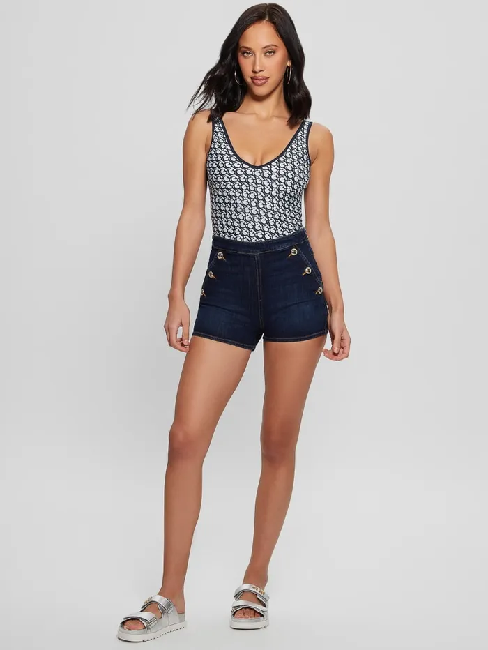 GUESS Swimwear Signature Printed OnePiece Blue 8211 Women