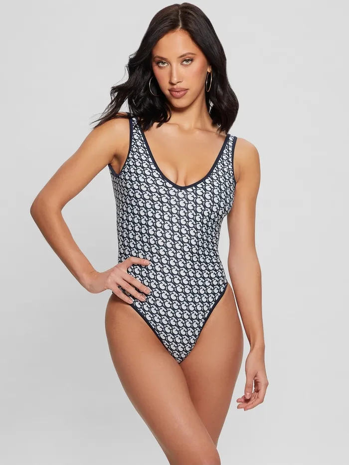 GUESS Swimwear Signature Printed OnePiece Blue 8211 Women