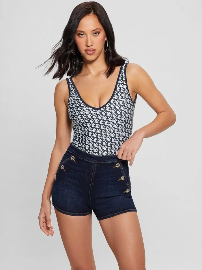 GUESS Swimwear Signature Printed OnePiece Blue 8211 Women