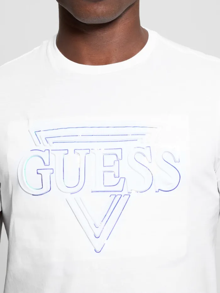 GUESS T Shirts and Tanks Eco Embossed Icon Tee Blue 8211 Men