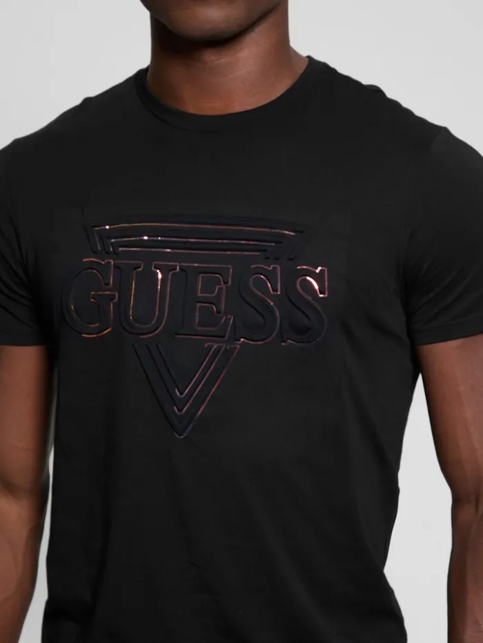 GUESS T Shirts and Tanks Eco Embossed Icon Tee Blue 8211 Men