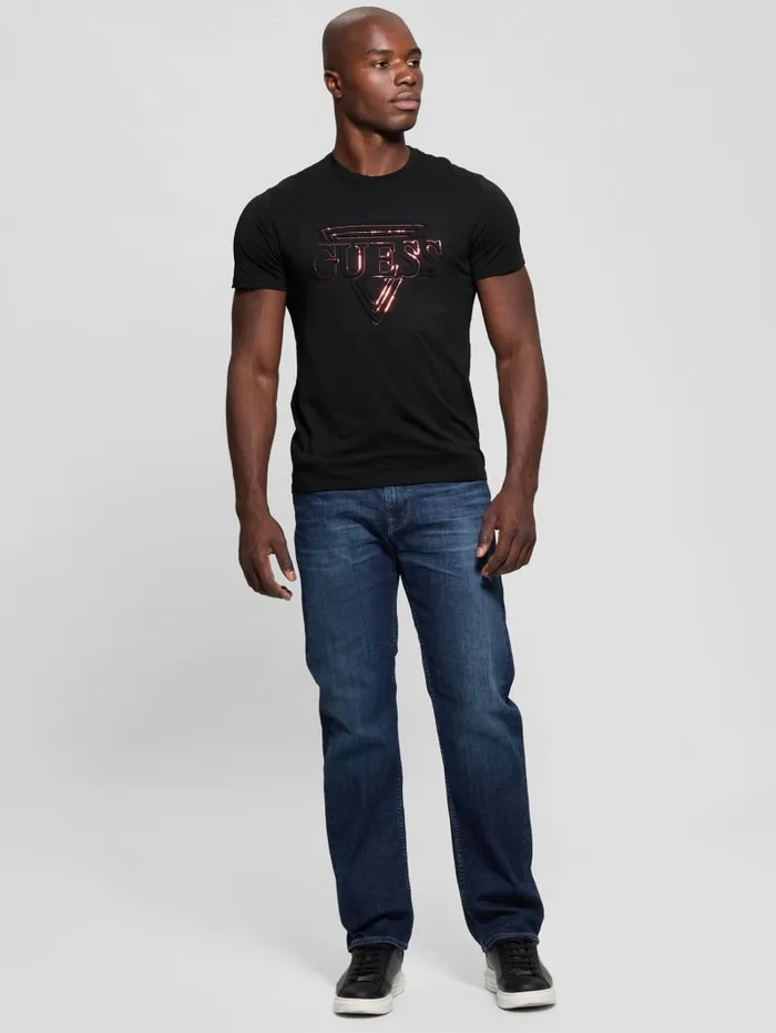 GUESS T Shirts and Tanks Eco Embossed Icon Tee Blue 8211 Men