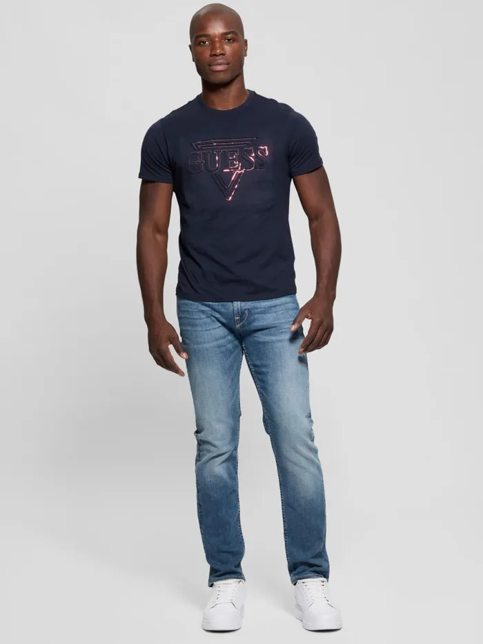 GUESS T Shirts and Tanks Eco Embossed Icon Tee Blue 8211 Men