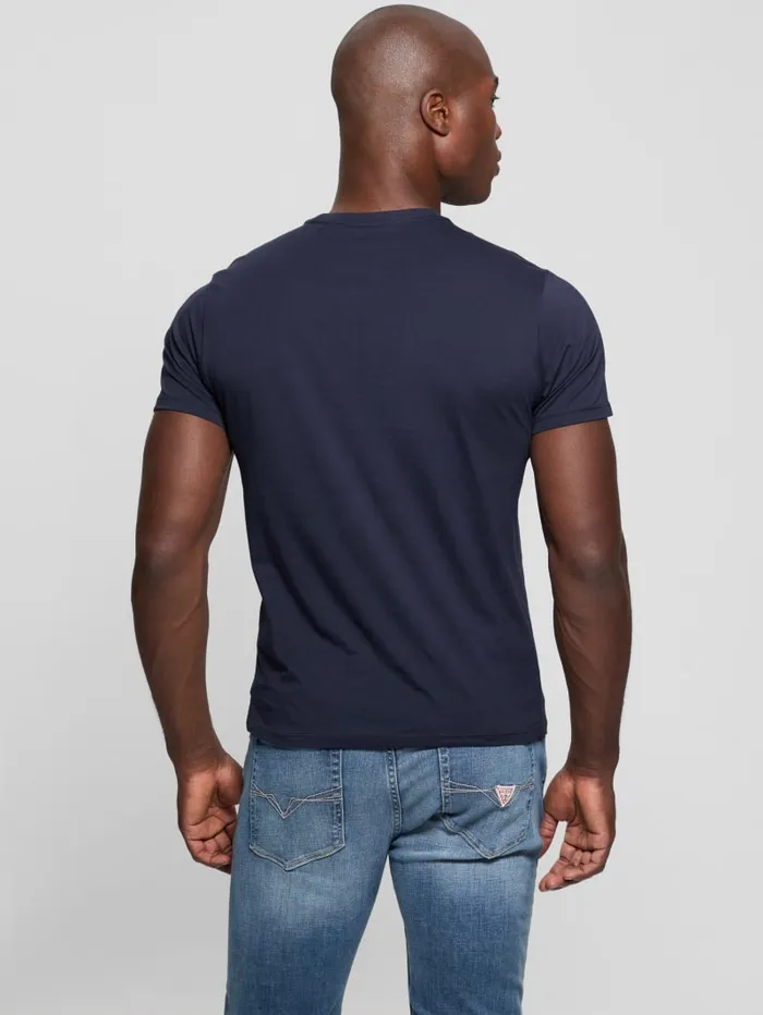 GUESS T Shirts and Tanks Eco Embossed Icon Tee Blue 8211 Men