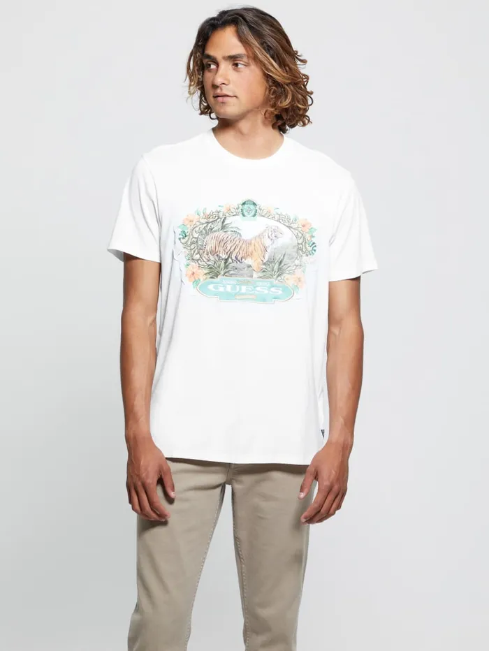 GUESS T Shirts and Tanks Eco Tiger Label Tee White 8211 Men