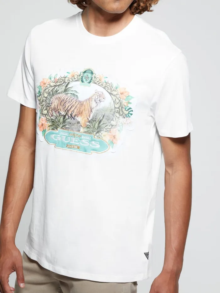 GUESS T Shirts and Tanks Eco Tiger Label Tee White 8211 Men