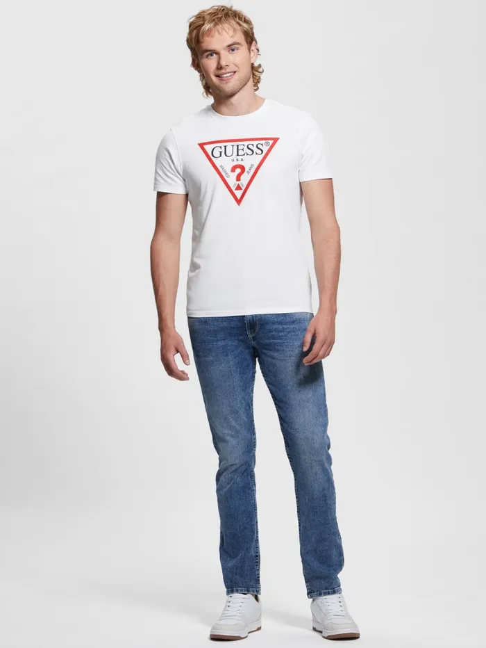 GUESS T Shirts and Tanks Eco Triangle Classic Tee White 8211 Men