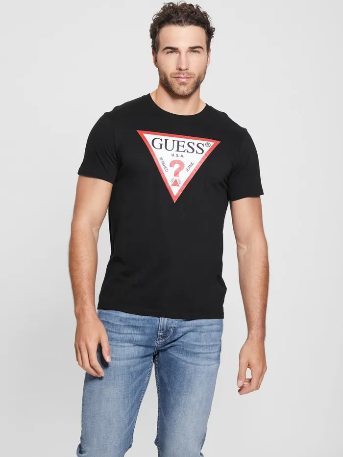 GUESS T Shirts and Tanks Eco Triangle Classic Tee White 8211 Men