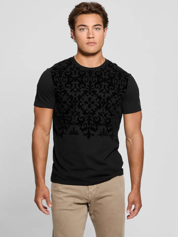 GUESS T Shirts and Tanks Flocked Tee Black 8211 Men