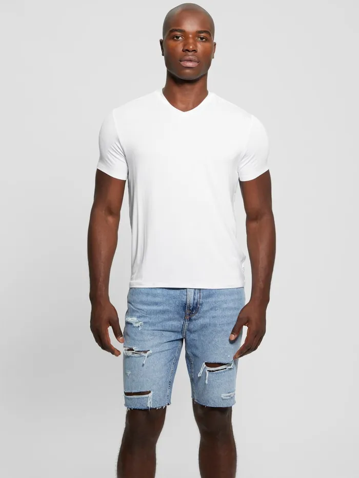 GUESS T Shirts and Tanks Heavy Jersey VNeck Tee White 8211 Men