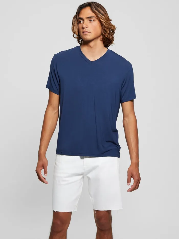 GUESS T Shirts and Tanks Heavy Jersey VNeck Tee White 8211 Men