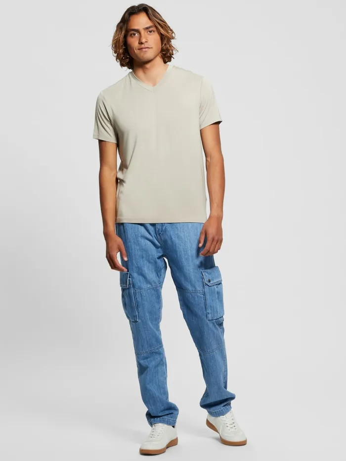 GUESS T Shirts and Tanks Heavy Jersey VNeck Tee White 8211 Men