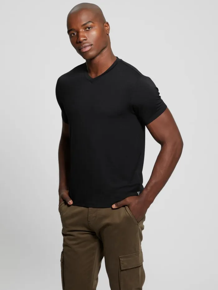 GUESS T Shirts and Tanks Heavy Jersey VNeck Tee White 8211 Men