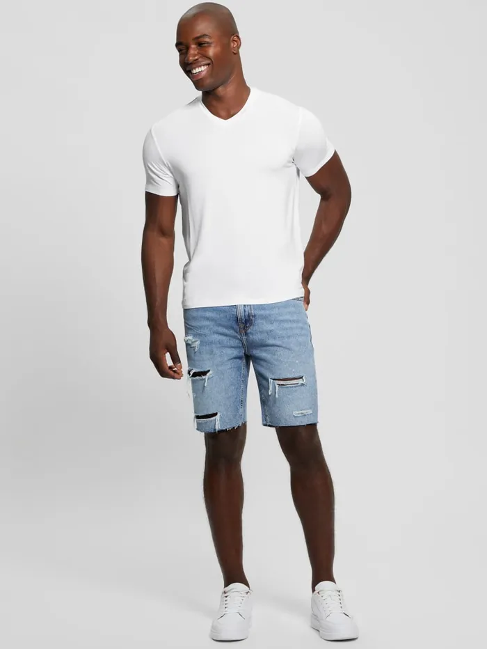 GUESS T Shirts and Tanks Heavy Jersey VNeck Tee White 8211 Men