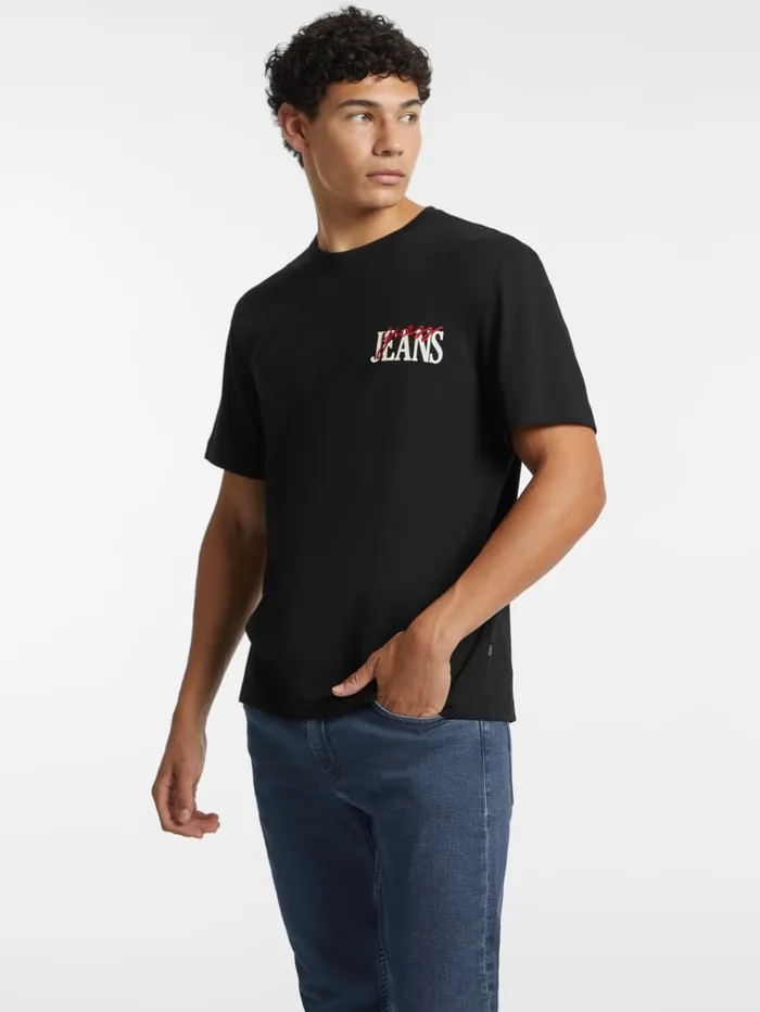 GUESS T Shirts and Tanks Mixed Chest Logo Tee Black 8211 Men