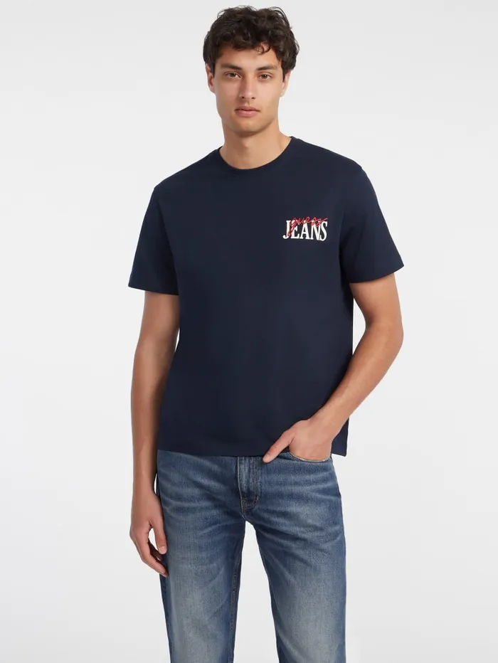GUESS T Shirts and Tanks Mixed Chest Logo Tee Black 8211 Men