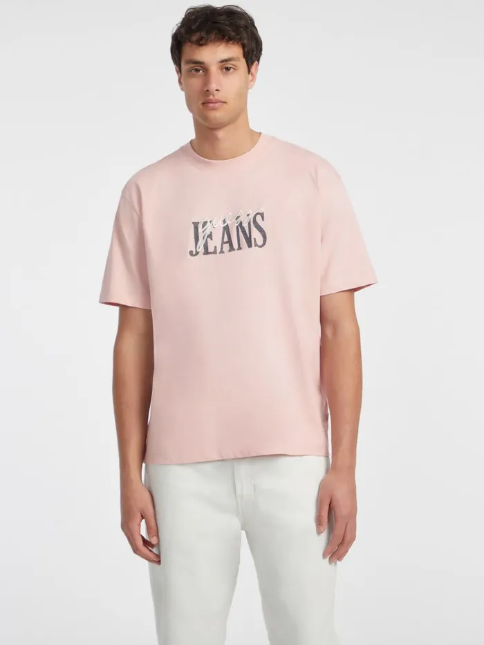 GUESS T Shirts and Tanks Mixed Logo Tee Pink 8211 Men