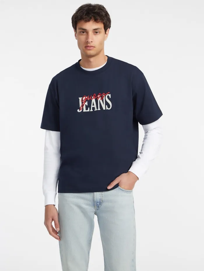 GUESS T Shirts and Tanks Mixed Logo Tee Pink 8211 Men