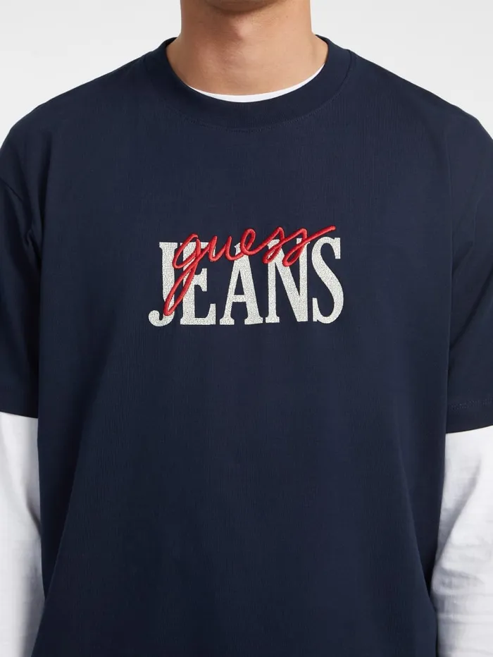 GUESS T Shirts and Tanks Mixed Logo Tee Pink 8211 Men