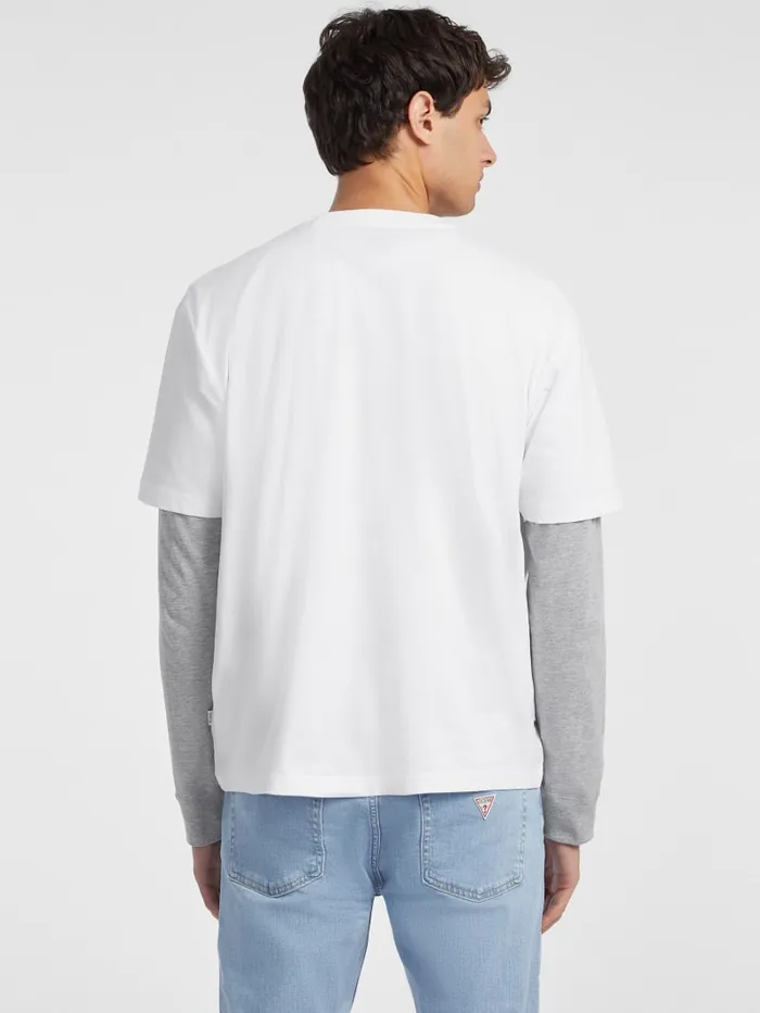GUESS T Shirts and Tanks Mixed Logo Tee Pink 8211 Men