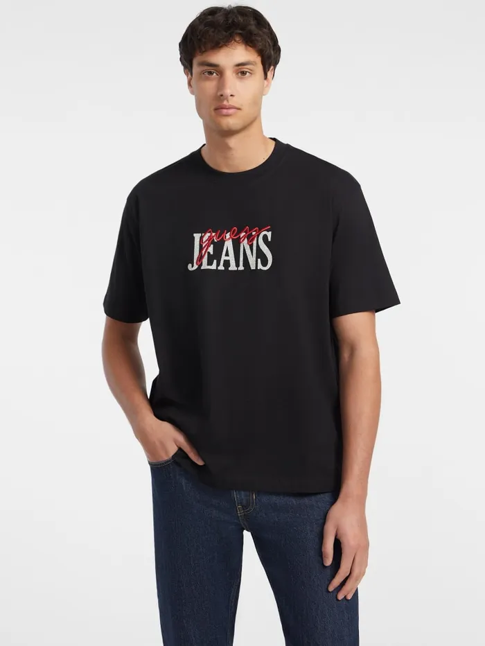 GUESS T Shirts and Tanks Mixed Logo Tee Pink 8211 Men