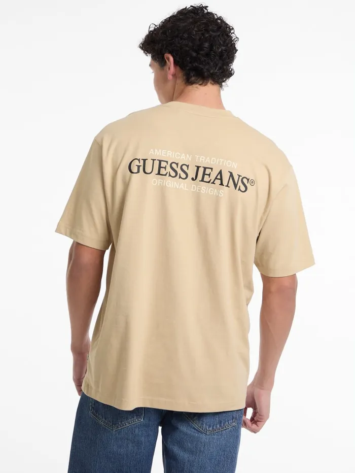 GUESS T Shirts and Tanks Oversized American Tradition Tee Beige 8211 Men