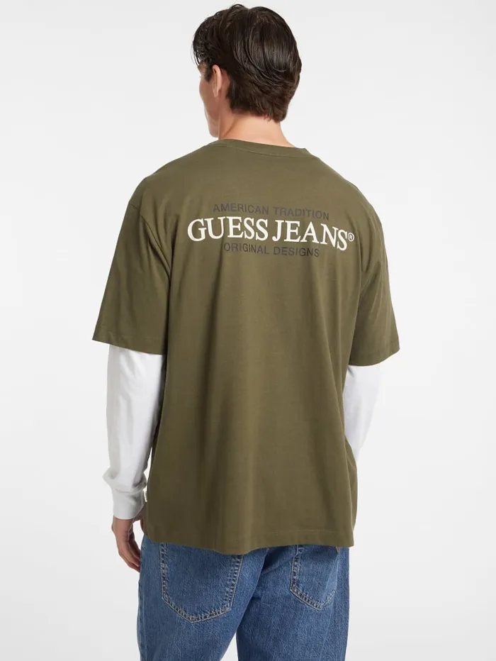 GUESS T Shirts and Tanks Oversized American Tradition Tee Beige 8211 Men