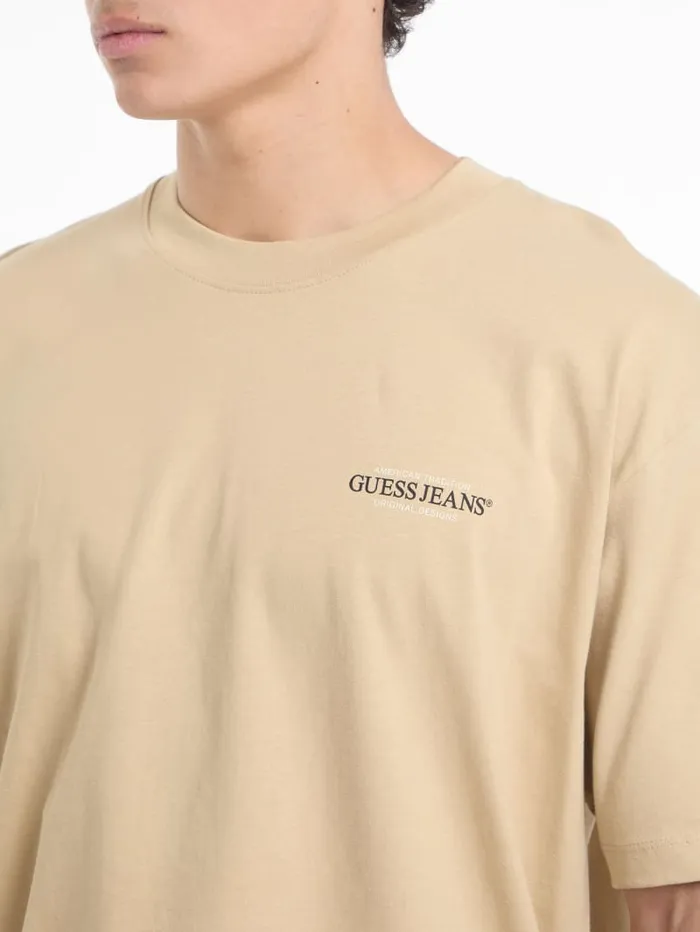 GUESS T Shirts and Tanks Oversized American Tradition Tee Beige 8211 Men