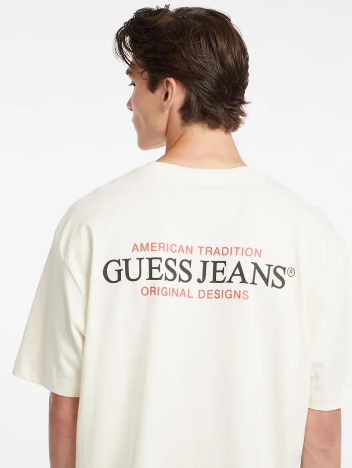 GUESS T Shirts and Tanks Oversized American Tradition Tee Beige 8211 Men