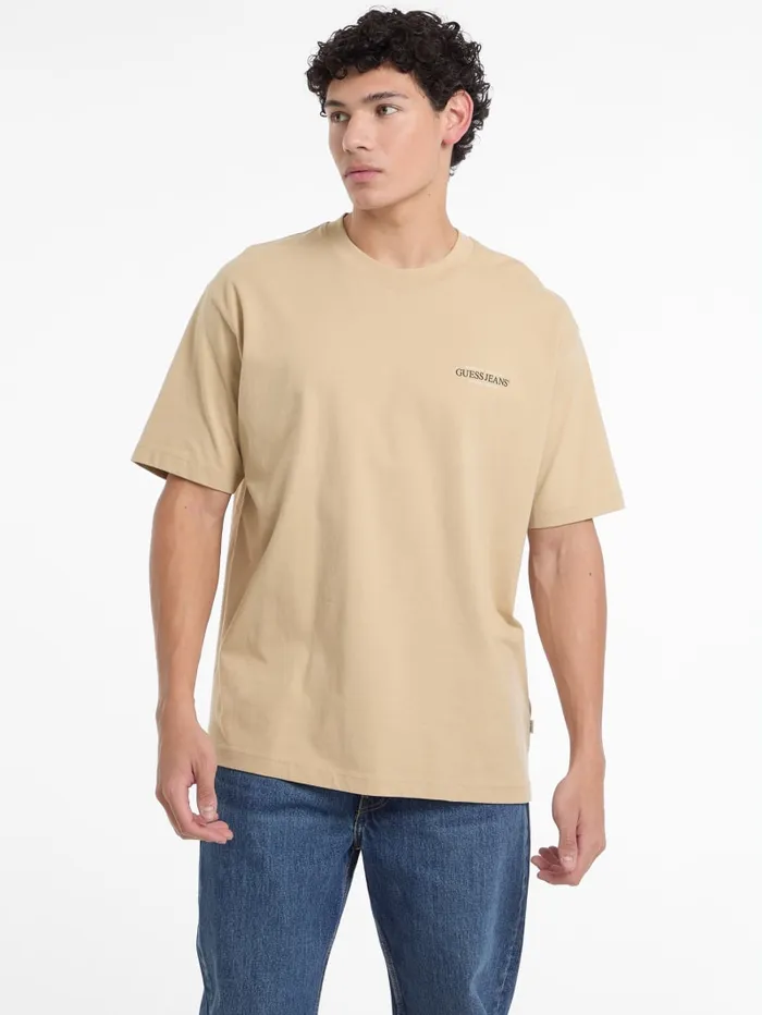 GUESS T Shirts and Tanks Oversized American Tradition Tee Beige 8211 Men