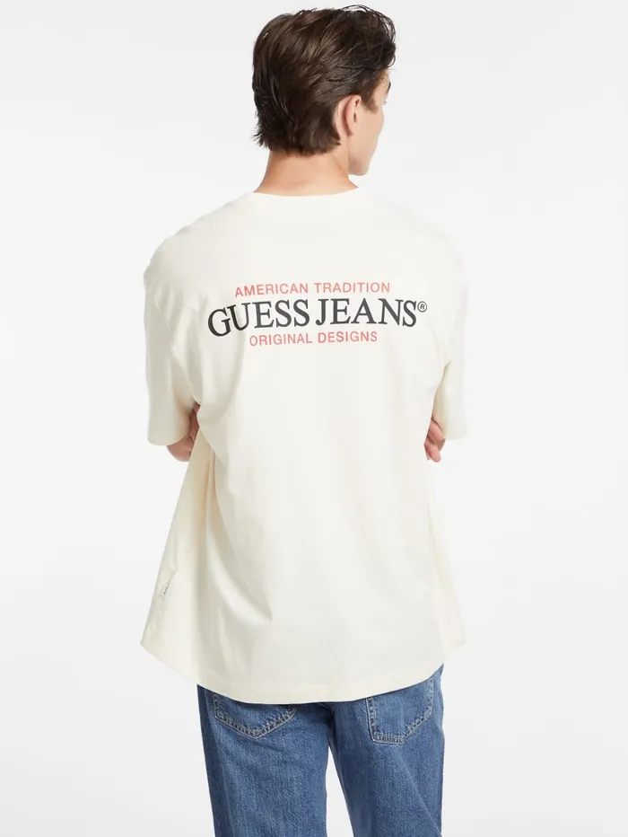 GUESS T Shirts and Tanks Oversized American Tradition Tee Beige 8211 Men
