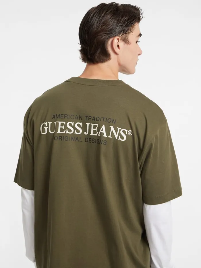 GUESS T Shirts and Tanks Oversized American Tradition Tee Beige 8211 Men