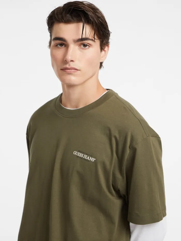 GUESS T Shirts and Tanks Oversized American Tradition Tee Beige 8211 Men