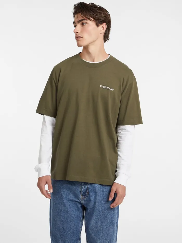 GUESS T Shirts and Tanks Oversized American Tradition Tee Beige 8211 Men