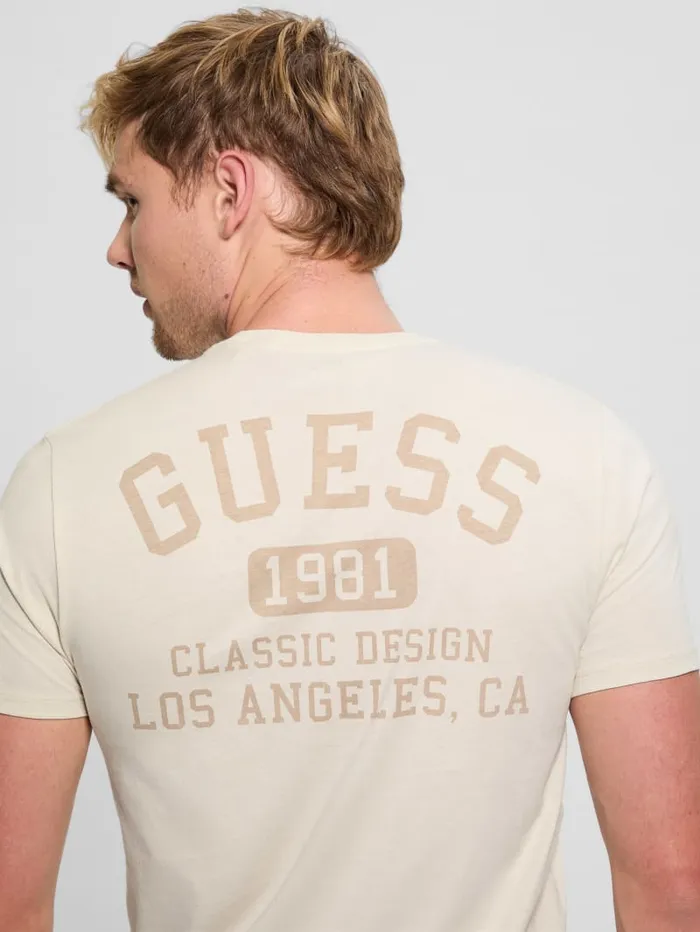 GUESS T Shirts and Tanks Signature Collegiate Tee White 8211 Men