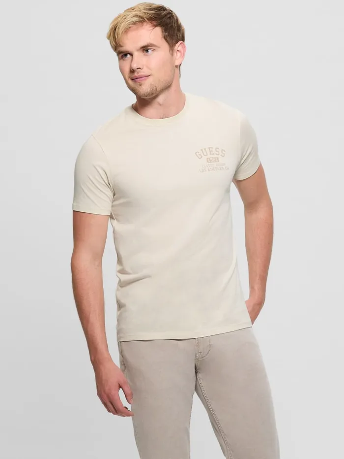 GUESS T Shirts and Tanks Signature Collegiate Tee White 8211 Men