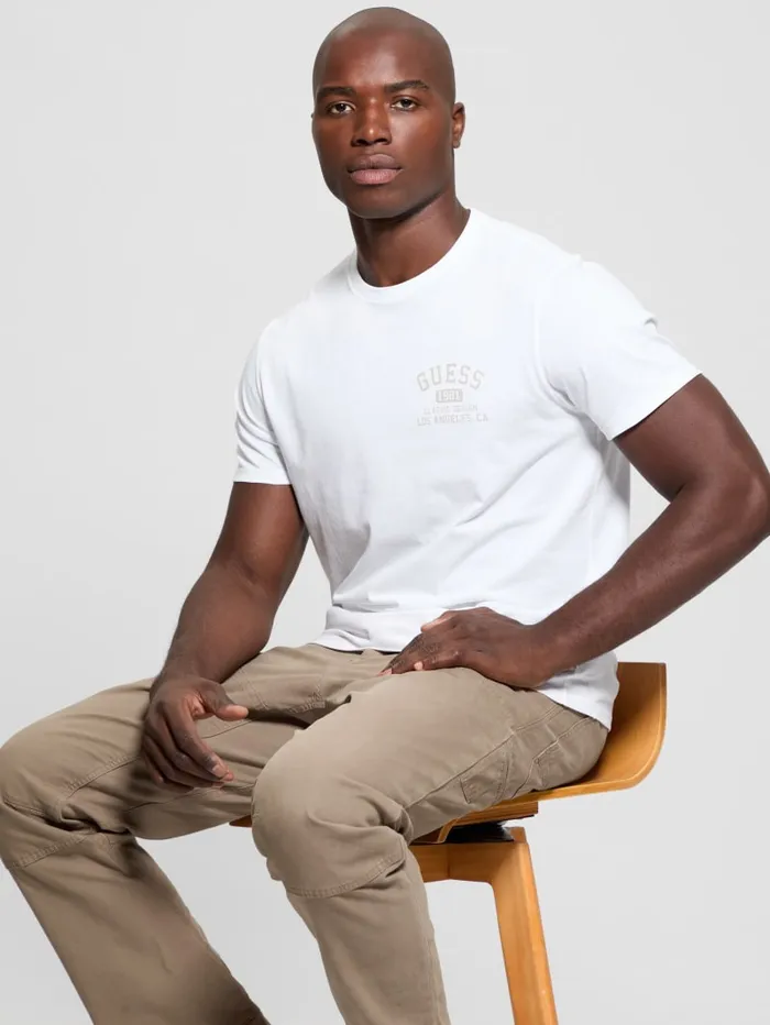 GUESS T Shirts and Tanks Signature Collegiate Tee White 8211 Men