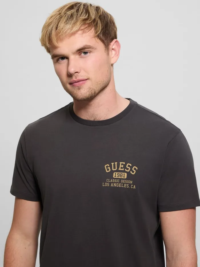 GUESS T Shirts and Tanks Signature Collegiate Tee White 8211 Men