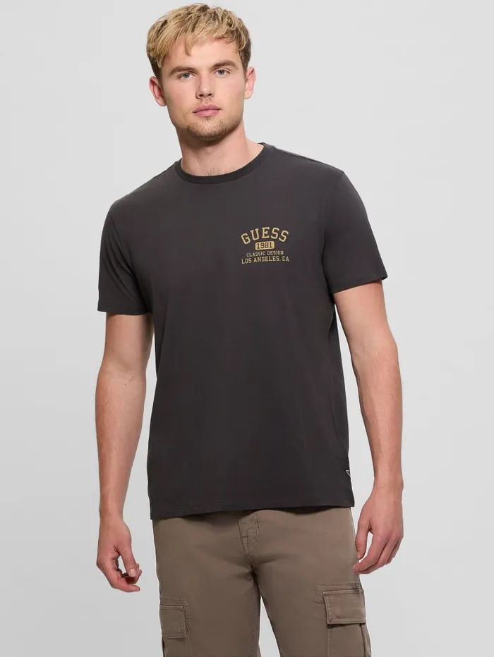 GUESS T Shirts and Tanks Signature Collegiate Tee White 8211 Men