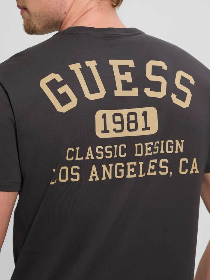 GUESS T Shirts and Tanks Signature Collegiate Tee White 8211 Men