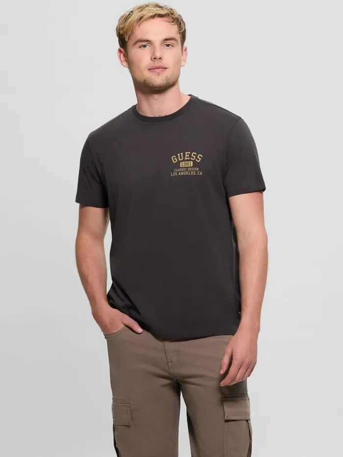GUESS T Shirts and Tanks Signature Collegiate Tee White 8211 Men