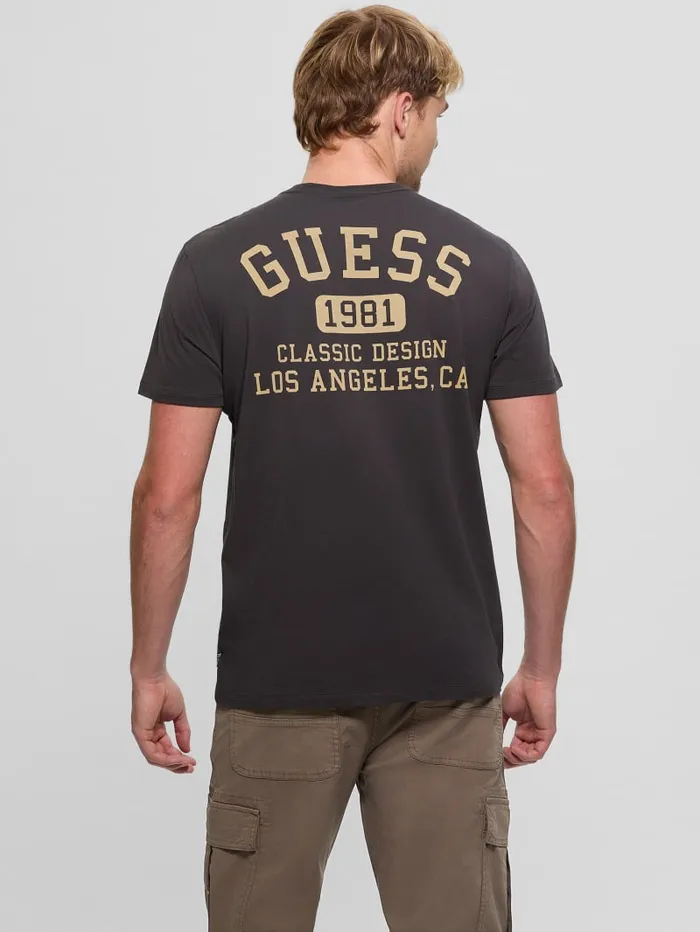 GUESS T Shirts and Tanks Signature Collegiate Tee White 8211 Men
