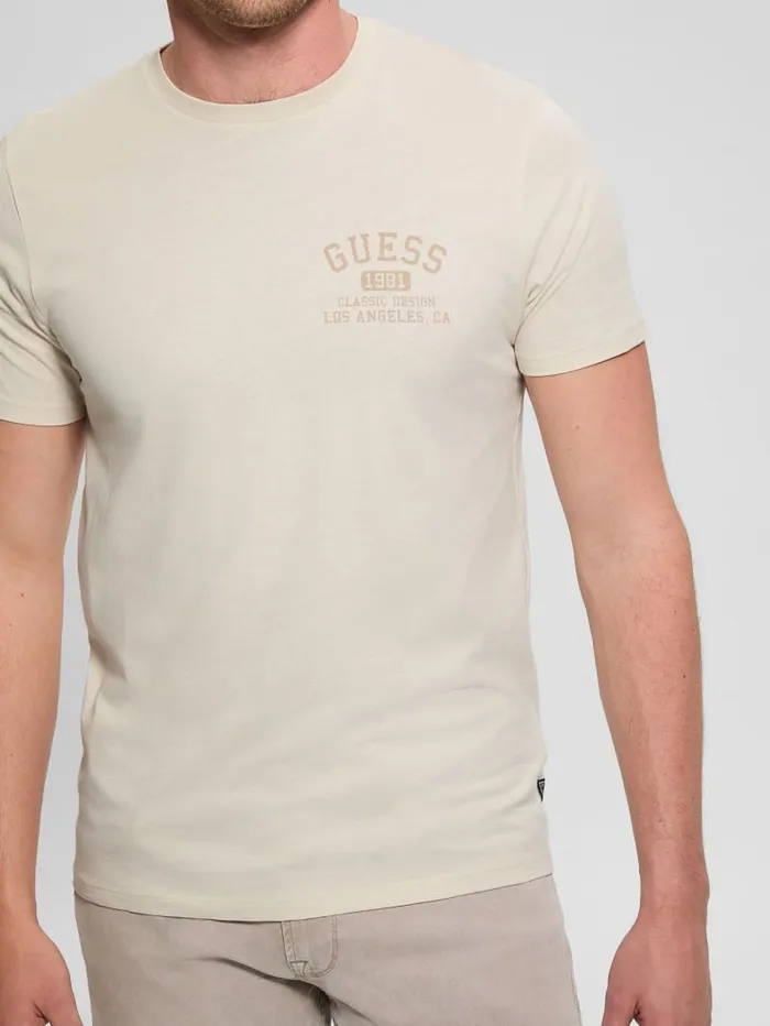 GUESS T Shirts and Tanks Signature Collegiate Tee White 8211 Men