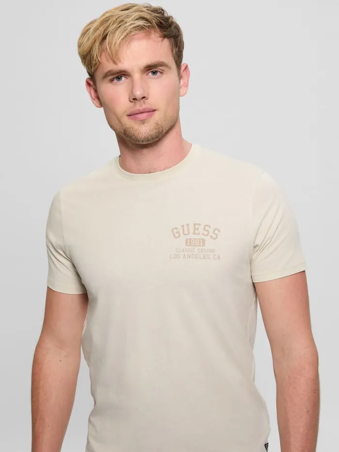 GUESS T Shirts and Tanks Signature Collegiate Tee White 8211 Men